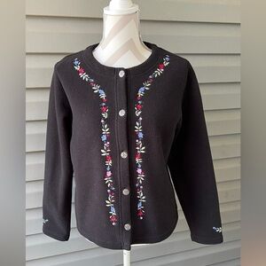 Vintage L.L Bean Polartec Fleece Floral Embroidery Button-Up Jacket Women’s Sz M